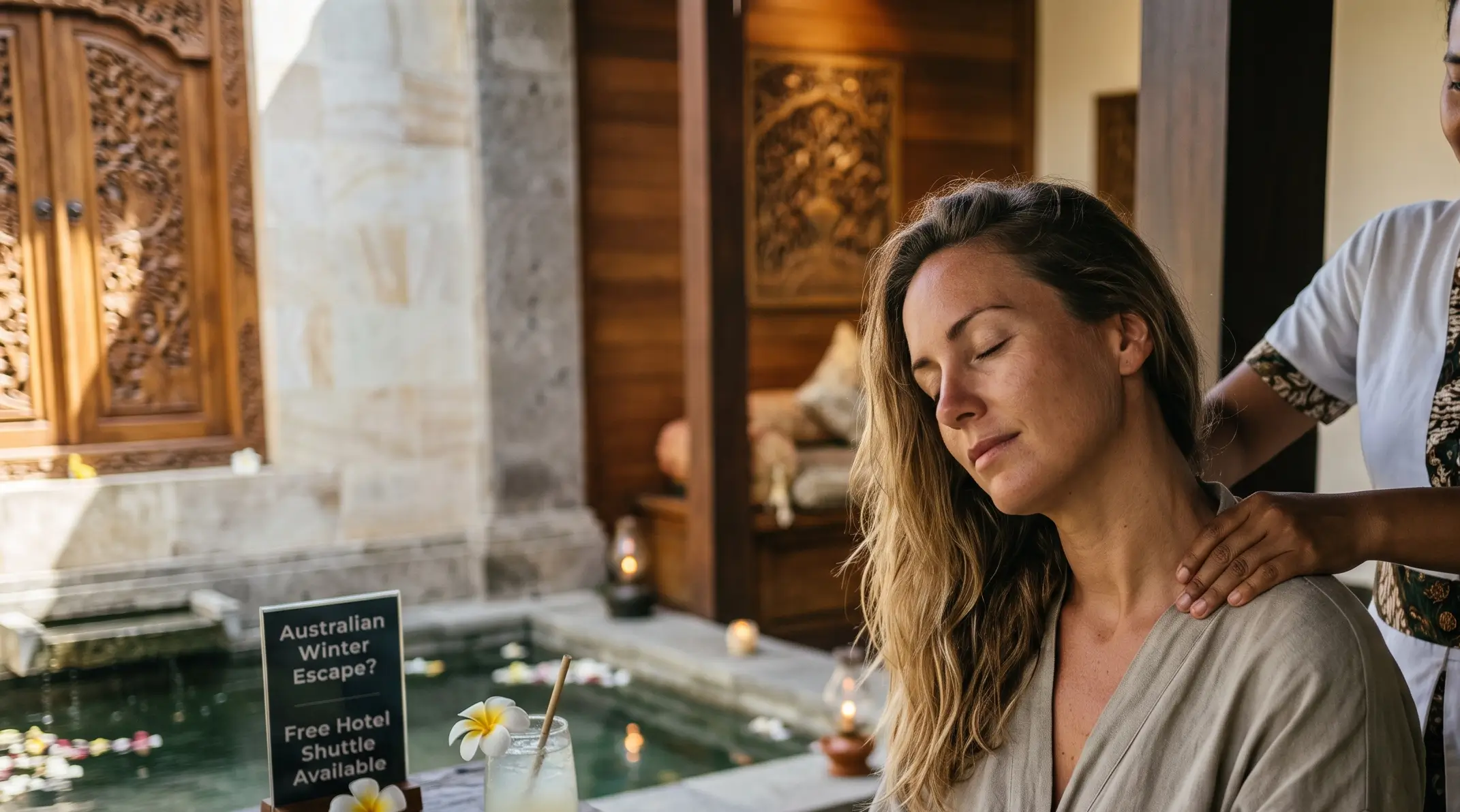 Post-flight neck and shoulder massage at Nusa Dua Spa with free hotel shuttle in Bali